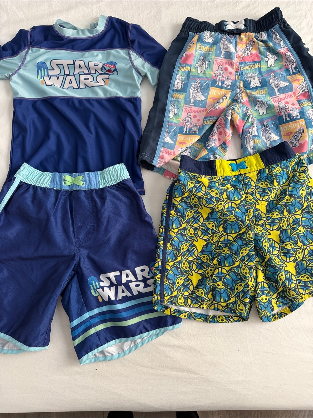 Star Wars Navy Blue and Light Blue Boys Swim Set with Cartoon Print Shorts